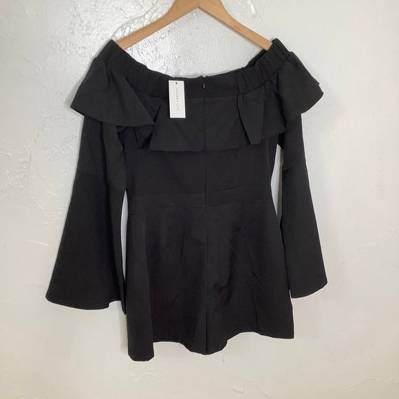 Sugar + Lips Pants - Sugar + Lips Off the shoulders Bell sleeves Black Romper SZ M NWT